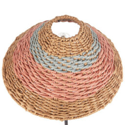 Beliani Floor Lamp - Beige Paper Rope Shade With Pink & Blue Accents, Black Metal Base, 150Cm Height - thumbnail 4
