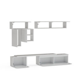 Decorotika Arles Moduler Modern Tv Unit Wall Mount Customizable Layout High Gloss White - thumbnail 5