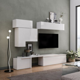 Decorotika Arles Moduler Modern Tv Unit Wall Mount Customizable Layout High Gloss White - thumbnail 2