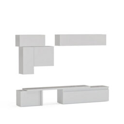 Decorotika Arles Moduler Modern Tv Unit Wall Mount Customizable Layout High Gloss White - thumbnail 4