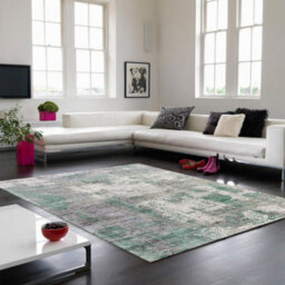 Green Viscose Easy To Clean Abstract Handmade , Luxurious , Modern Rug For Living Room, Bedroom - 240Cm X 340Cm - thumbnail 1