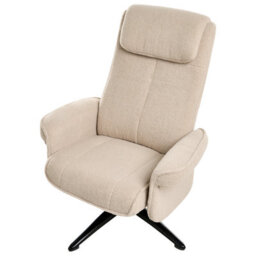 Wyld and Coco Beige Bouclé Recliner Armchair With 360 Swivel And Matching Footstool, Compact Retro Design (W81 X D89 X H86Cm) - thumbnail 9