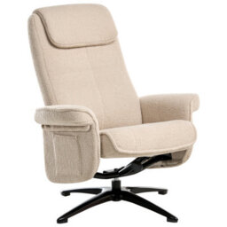 Wyld and Coco Beige Bouclé Recliner Armchair With 360 Swivel And Matching Footstool, Compact Retro Design (W81 X D89 X H86Cm) - thumbnail 6