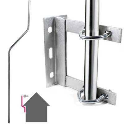 Galvanised Tv Aerial Wall Mounting Kit Cranked Offset Pole Mast Outdoor Bracket