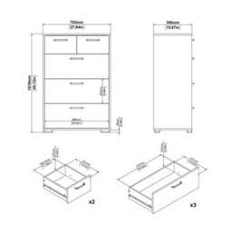 Wyld Haus Stuttgart Gloss White 5-Drawer Chest 700 X 398 X 1019 mm - thumbnail 9