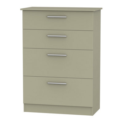 Trent 4 Drawer Deep Chest Of Drawers In Mushroom & Mushroom Matt (Ready Assembled) - image 1