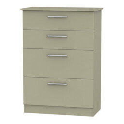 Trent 4 Drawer Deep Chest Of Drawers In Mushroom & Mushroom Matt (Ready Assembled) - thumbnail 1