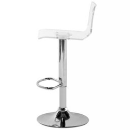 Beliani Living Transparent Acrylic Bar Stools Set Of 2 - Swivel Gas-Lift Adjustable Height, Glossy Iron Base - thumbnail 5