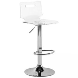 Beliani Living Transparent Acrylic Bar Stools Set Of 2 - Swivel Gas-Lift Adjustable Height, Glossy Iron Base - thumbnail 4
