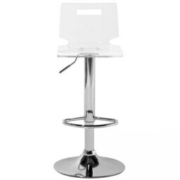 Beliani Living Transparent Acrylic Bar Stools Set Of 2 - Swivel Gas-Lift Adjustable Height, Glossy Iron Base - thumbnail 1