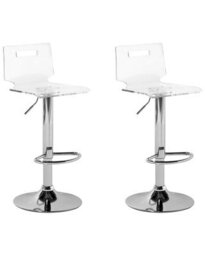 Beliani Living Transparent Acrylic Bar Stools Set Of 2 - Swivel Gas-Lift Adjustable Height, Glossy Iron Base - thumbnail 3