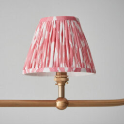 Luminosa Lighting Luminosa Santiago Brushed Aged Brass Plate Pendant Light With Coral Pink Fabric Ikat Shade 16Cm 4X B22 - thumbnail 4