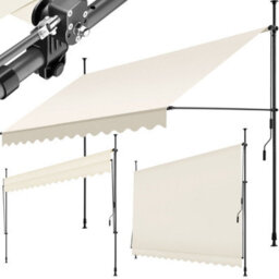 Tectake Awning With Hand Crank - Pressure Fitted , Height Adjustable 350 X 180 Cm - Beige