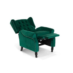 Velvet Emerald Green Manual Recliner Wingback Chair - thumbnail 2