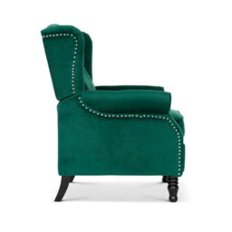 Velvet Emerald Green Manual Recliner Wingback Chair - thumbnail 7