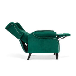 Velvet Emerald Green Manual Recliner Wingback Chair - thumbnail 6