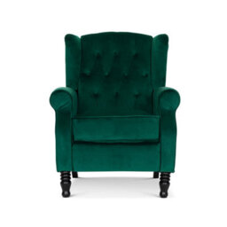 Velvet Emerald Green Manual Recliner Wingback Chair - thumbnail 5