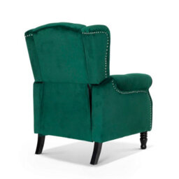 Velvet Emerald Green Manual Recliner Wingback Chair - thumbnail 4