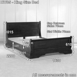 The Furniture Market French Solid Hardwood 5Ft King Size Mahogany Stained Sleigh Bed - thumbnail 9