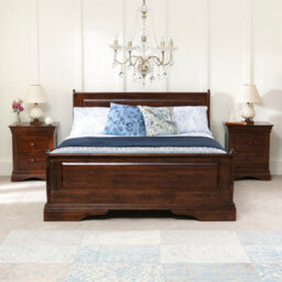 The Furniture Market French Solid Hardwood 5Ft King Size Mahogany Stained Sleigh Bed - thumbnail 2