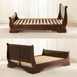 The Furniture Market French Solid Hardwood 5Ft King Size Mahogany Stained Sleigh Bed - thumbnail 5