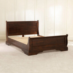 The Furniture Market French Solid Hardwood 5Ft King Size Mahogany Stained Sleigh Bed - thumbnail 4