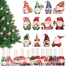 Neel Blue Red & Green, Christmas Gnome Ornaments - 24Pcs