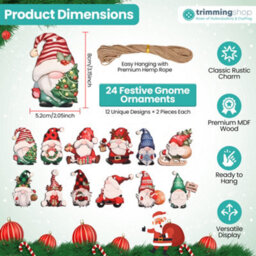 Neel Blue Red & Green, Christmas Gnome Ornaments - 24Pcs - thumbnail 2