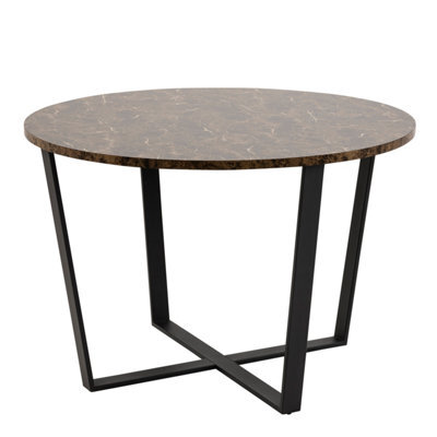 Furniture To Go Amble Round Dining Table With Brown Marble Melamine Top & Black Legs - image 1