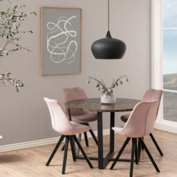 Furniture To Go Amble Round Dining Table With Brown Marble Melamine Top & Black Legs - thumbnail 4