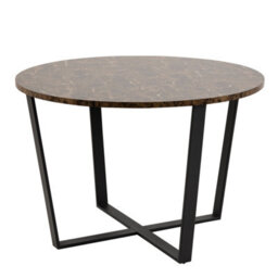 Furniture To Go Amble Round Dining Table With Brown Marble Melamine Top & Black Legs