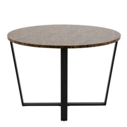 Furniture To Go Amble Round Dining Table With Brown Marble Melamine Top & Black Legs - thumbnail 3