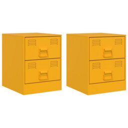 Berkfield Bedside Cabinets 2 Pcs Yellow 34.5X39X44 Cm Steel - thumbnail 2