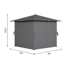 Living And Home 3X3M Outdoor Metal Patio Gazebo Canopy Sun Shade Shelter With Lights And Curtains Dark Grey - thumbnail 6