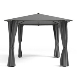 Living And Home 3X3M Outdoor Metal Patio Gazebo Canopy Sun Shade Shelter With Lights And Curtains Dark Grey - thumbnail 4