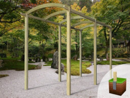 Edecks Contemporary Colonnade Wooden Garden Pergola (W 1800mm X D 4800mm) With Steel Spikes (2.1M) - thumbnail 1