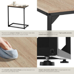 Tectake Bedside Table Cardiff - Industrial Style, 55.5 X 35 X 67 Cm - Industrial Wood Light, Oak Sonoma - thumbnail 4