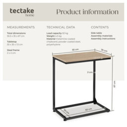 Tectake Bedside Table Cardiff - Industrial Style, 55.5 X 35 X 67 Cm - Industrial Wood Light, Oak Sonoma - thumbnail 6