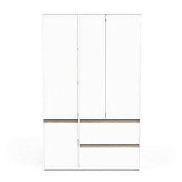 FurniComp LTD Furnicomp Avery 3 Door 2 Drawer 138Cm Matt White And Oak Wardrobe - thumbnail 3