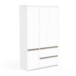 FurniComp LTD Furnicomp Avery 3 Door 2 Drawer 138Cm Matt White And Oak Wardrobe - thumbnail 7
