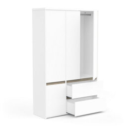 FurniComp LTD Furnicomp Avery 3 Door 2 Drawer 138Cm Matt White And Oak Wardrobe - thumbnail 6