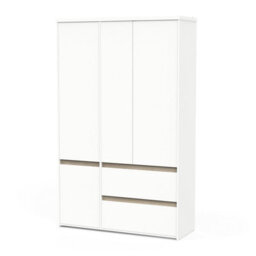 FurniComp LTD Furnicomp Avery 3 Door 2 Drawer 138Cm Matt White And Oak Wardrobe - thumbnail 4