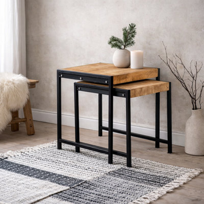 Wyld Haus Toivakka Nesting Side Tables - Reclaimed Wood And Metal Set Of 2 - image 1