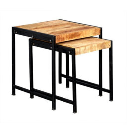 Wyld Haus Toivakka Nesting Side Tables - Reclaimed Wood And Metal Set Of 2 - thumbnail 2
