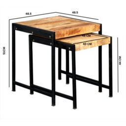 Wyld Haus Toivakka Nesting Side Tables - Reclaimed Wood And Metal Set Of 2 - thumbnail 4
