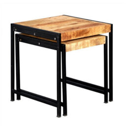 Wyld Haus Toivakka Nesting Side Tables - Reclaimed Wood And Metal Set Of 2 - thumbnail 3