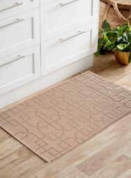 Ivy Washable Cubed Trellis Design Anti Slip Doormats Beige 80X150 Cm - thumbnail 1