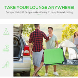 Outsunny Folding Sun Lounger Reclining Chair W/ Pillow Reading Hole Green - thumbnail 8