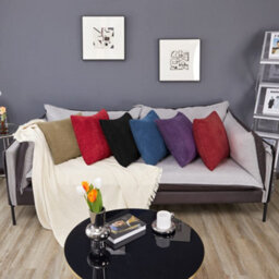 "Deconovo Set Of 2 Corduroy Cushion Covers 50Cm X 50Cm, Striped Corduroy Cushion Covers With Invisible Zipper, Wine Red 20""x20""" - thumbnail 7