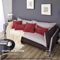 "Deconovo Set Of 2 Corduroy Cushion Covers 50Cm X 50Cm, Striped Corduroy Cushion Covers With Invisible Zipper, Wine Red 20""x20""" - thumbnail 5